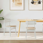 Sedia da pranzo 2 pcs Bianco e marrone Legno di gomma solido
