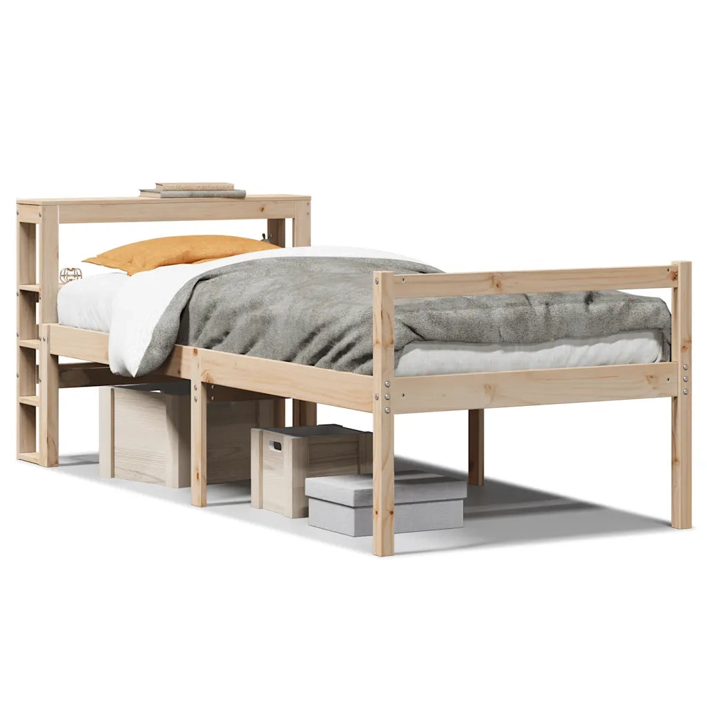 Letto per Anziani con Testiera 90x200 cm Legno Massello Pino