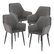 Set da 4 Poltrone Hollola Sedie per Sala Pranzo Effetto Velluto Grigio Scuro [en.casa]