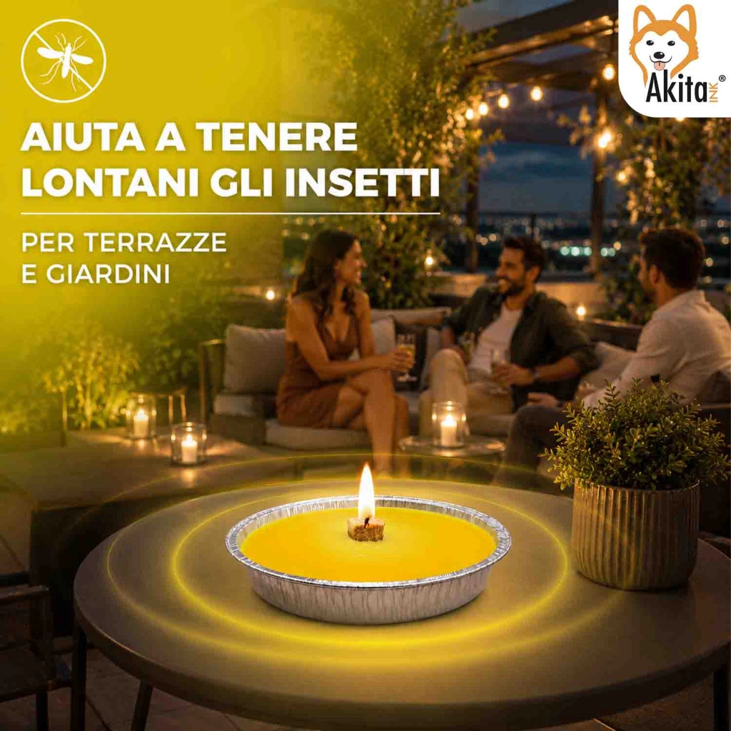 Akitaink 10 Candele Citronella Antizanzare Esterno