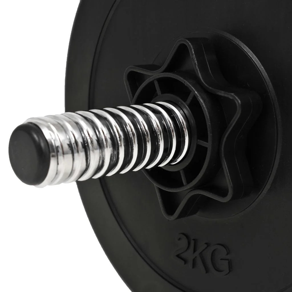 Set di manubri da 14 pezzi da 20 kg con barre e dischi zavorrati per esercizi di fitness bodybuilding e bicipiti (02_0000737)