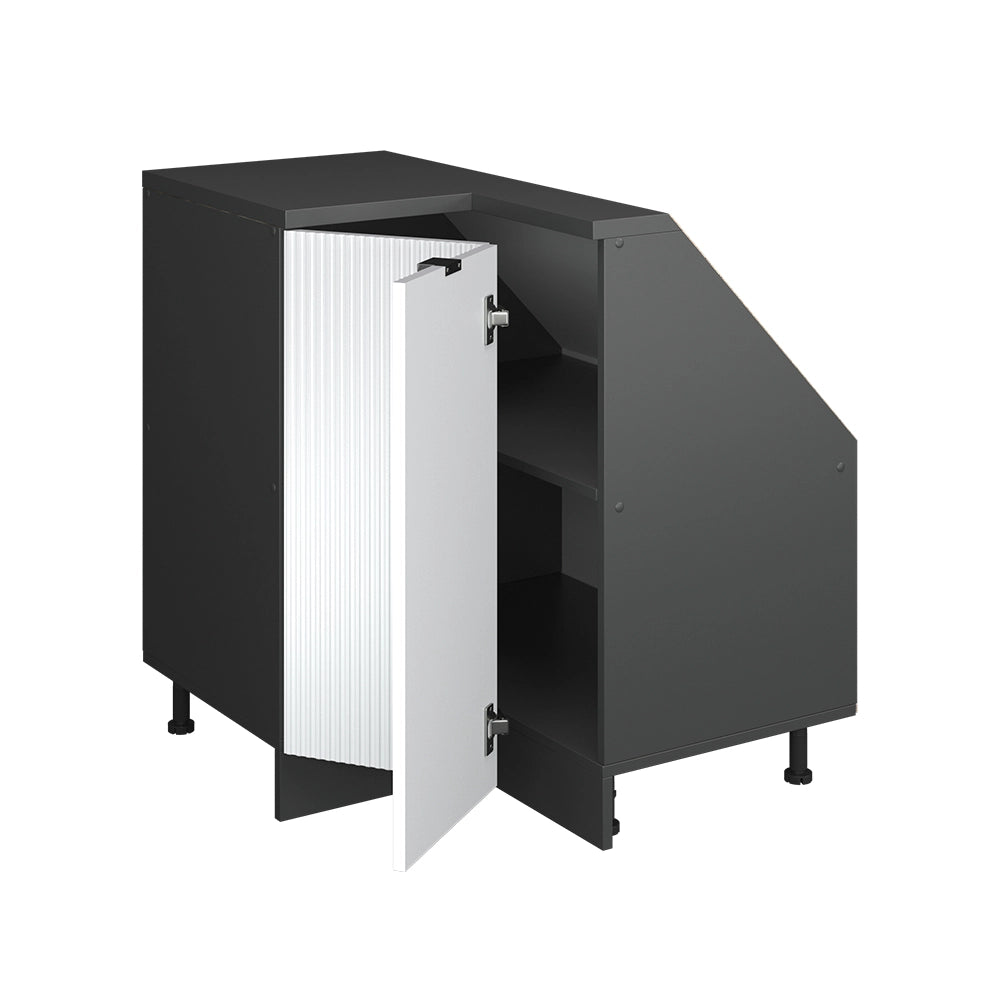 Mobile cucina angolare per sottotetto R-Line Ondulazione bianca/Antracite 75.6 cm con 1 porta Vicco