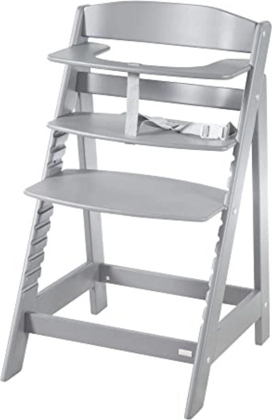 Sedia per bambini - Sedia per bambini in legno - Sedia per bambini regolabile con cintura di sicurezza - da 6 mesi a 70 kg - Taupe