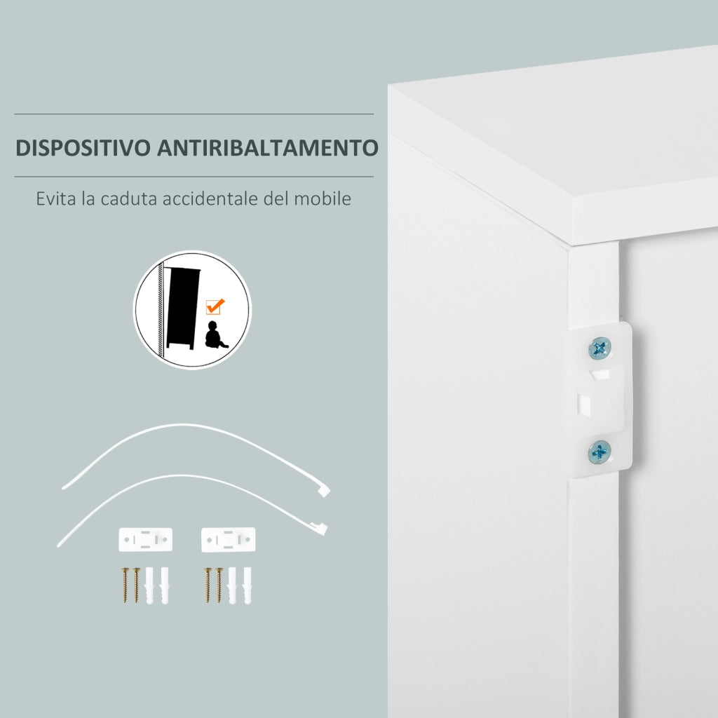 Mobiletto con 2 Cassetti e 2 Ante ¨C zephmum ¨C 79x36x74cm Grigio Chiaro e Bianco