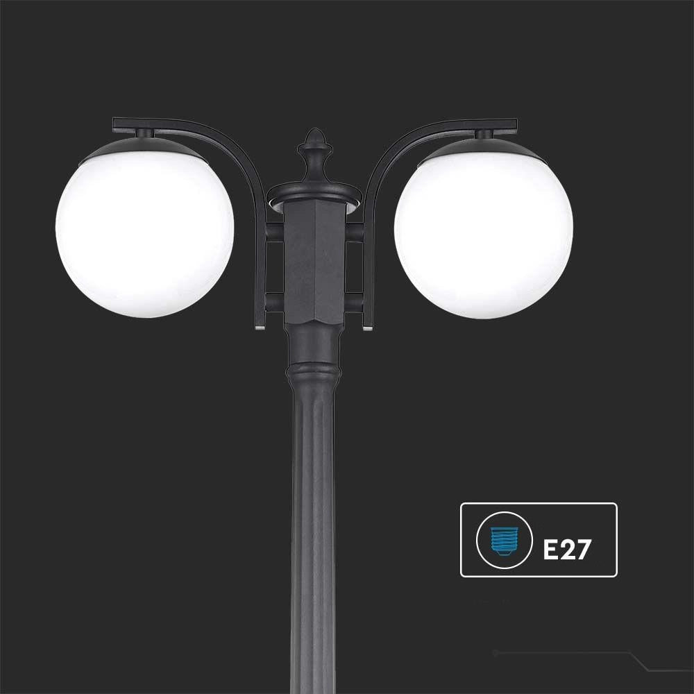 Lampione giardino V-TAC VT-1232 2 globi E27 IP44 bianchi