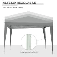 Gazebo da Esterno 3x3 m Pieghevole con 4 Pannelli Laterali, in Acciaio e Tessuto Oxford Grigio Chiaro