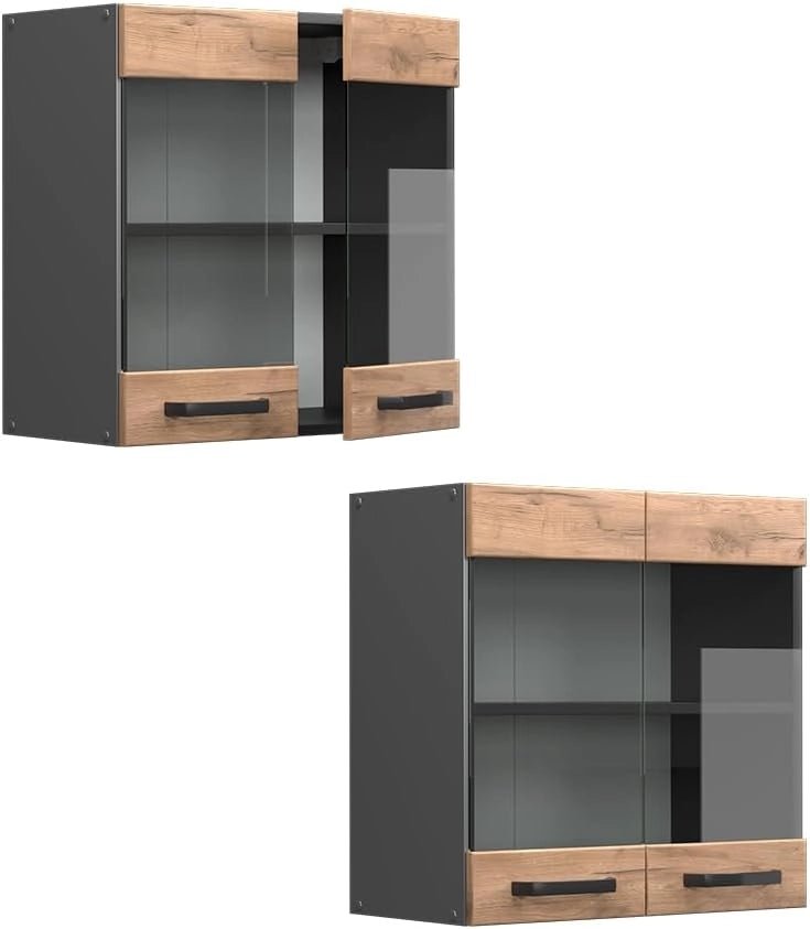 Mobile da cucina in vetro R-Line, Quercia dorata, 60 cm, per la libera combinazione all'interno di sistemi cucina modulari