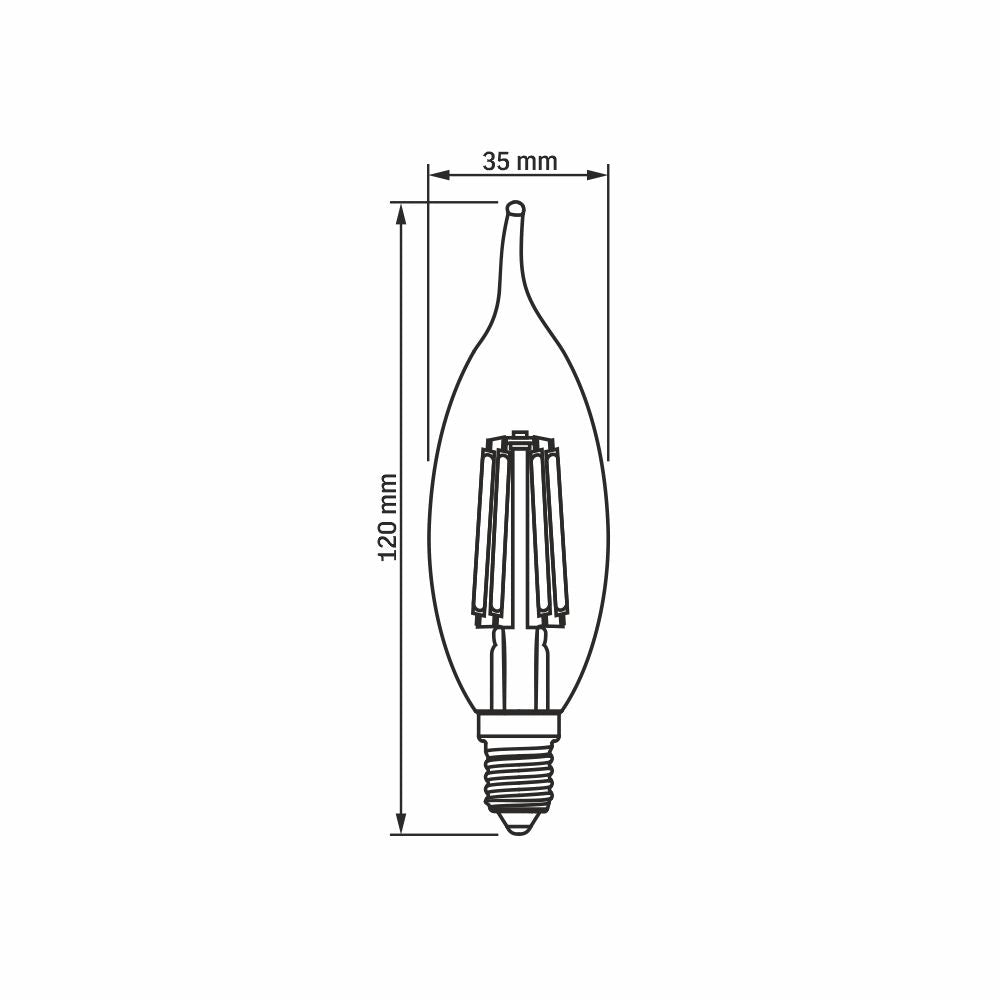 Lampadina LED Filamento Fiamma C35 6W E14 4000K Videx