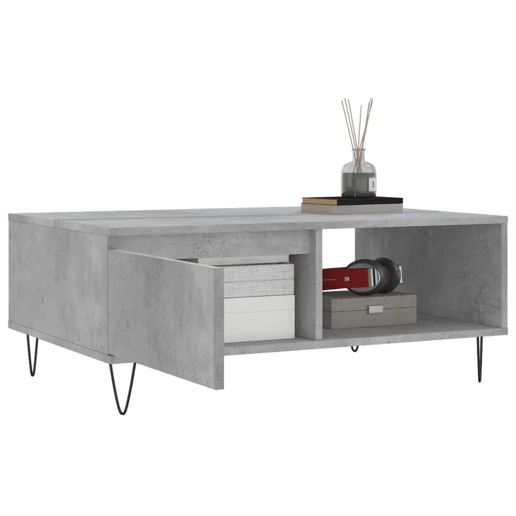 Tavolino da Salotto Grigio Cemento 90x60x35cm Legno Multistrato 827064