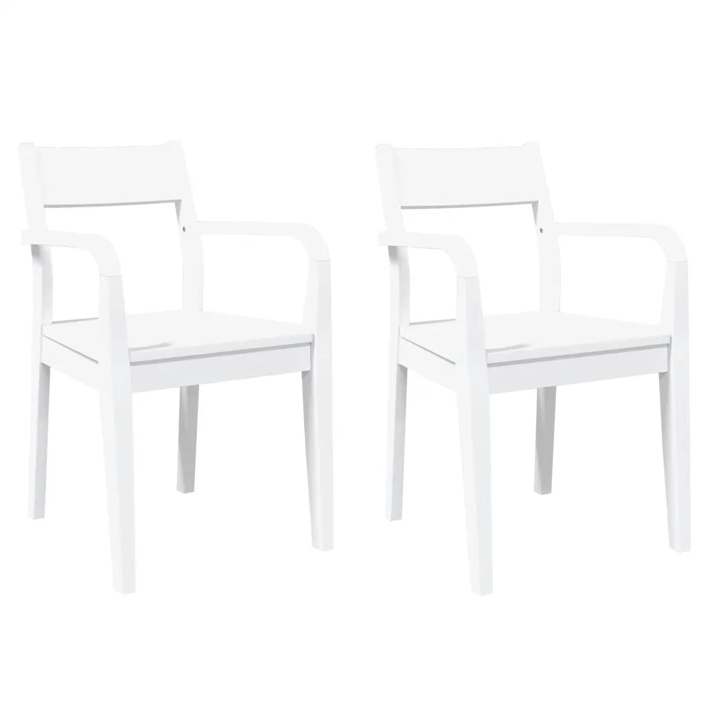 Sedie da Pranzo 2 pz Bianche in Legno Massello di Hevea 4102513
