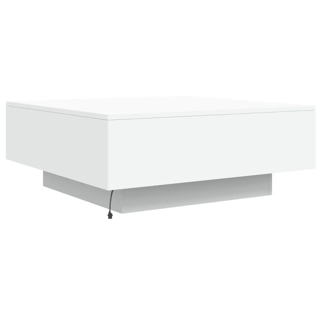 Tavolino da salotto | Tavolino da caff¨¨ | Tavolino da Soggiorno con Luci LED Bianco 80x80x31 cm