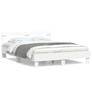 Letto matrimoniale | Letto per adulti | Giroletto con Testiera Bianco 150x200 cm in Legno Multistrato