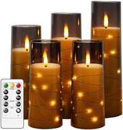 Set di 5 candele LED con telecomando e timer