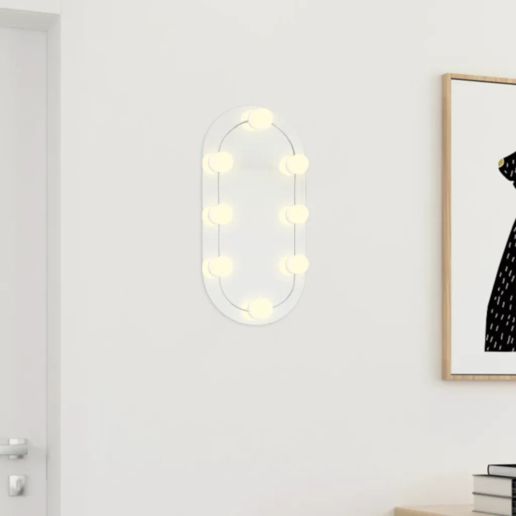 Specchio con Luci LED-Specchio decorativo 40x20 cm Ovale in Vetro