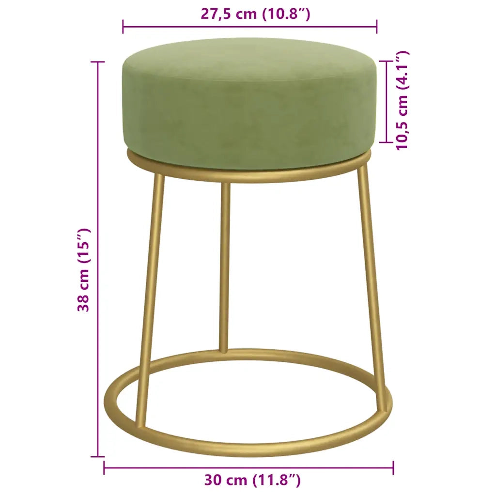 Sgabello Rotondo Verde Senape in Velluto CFW5382700