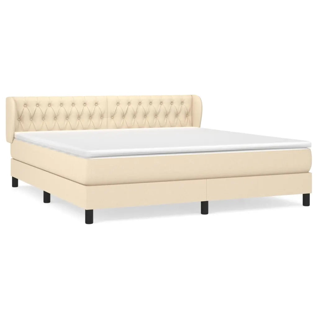 Giroletto a Molle con Materasso Crema 180x200 cm in Tessuto