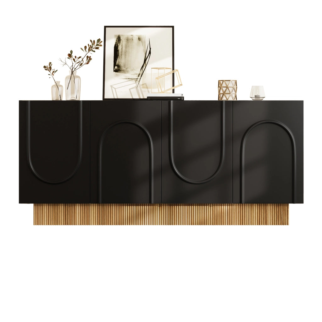 OKWISH Madia con 4 Ante, Ampio Spazio Contenitivo, Frontale Opaco, per Soggiorno e Sala da Pranzo, 160 × 38 × 75 cm