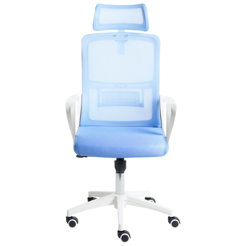 Sedia da ufficio con base girevole e poggiatesta regolabile in altezza con rete Home Office Blu stile moderno