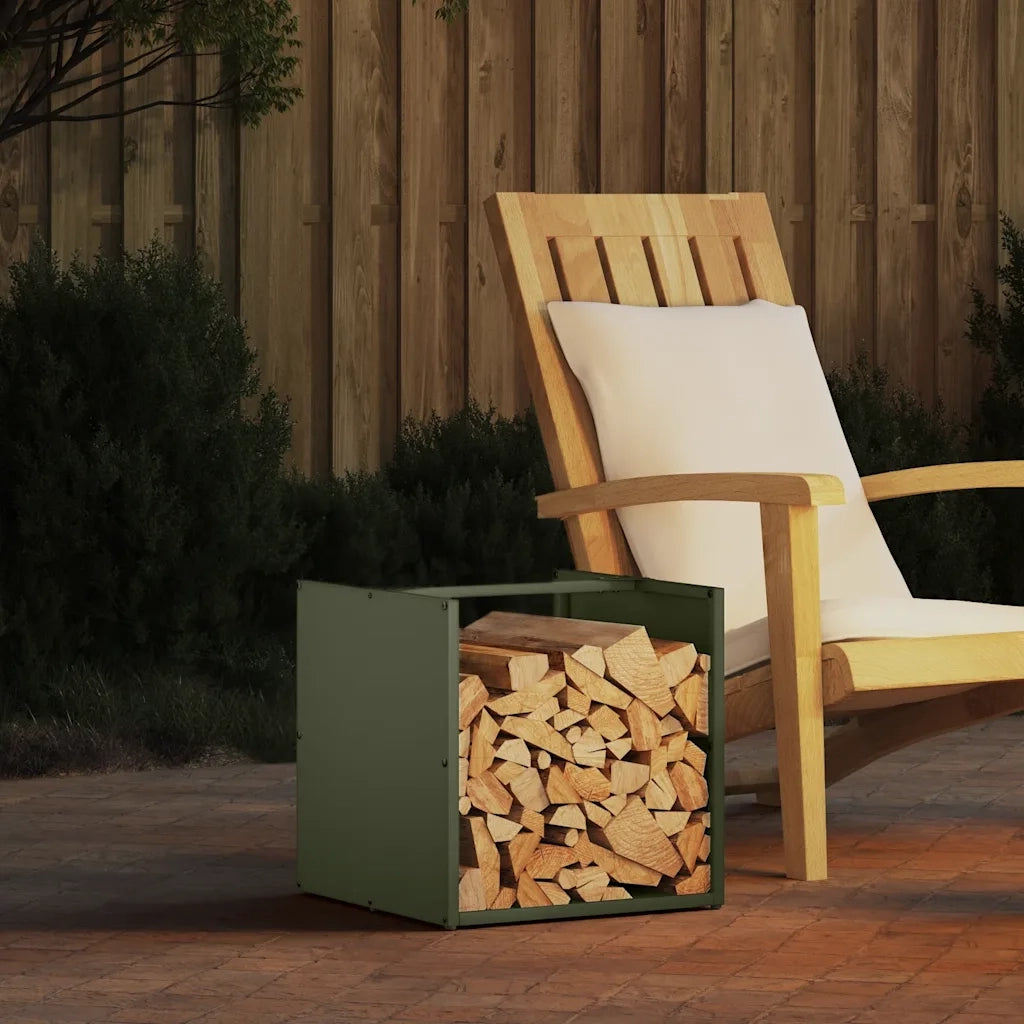 Rastrelliera per Legna da Ardere Verde Oliva 40x40x40 cm CFW3159409
