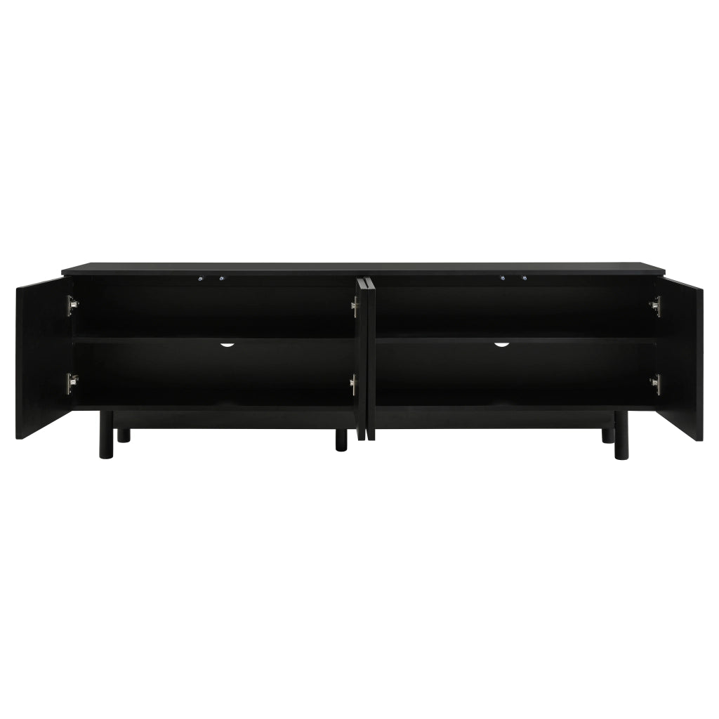 Mobile porta TV 175x38x56 cm; 4 ante push-to-open; MDF e truciolare nero
