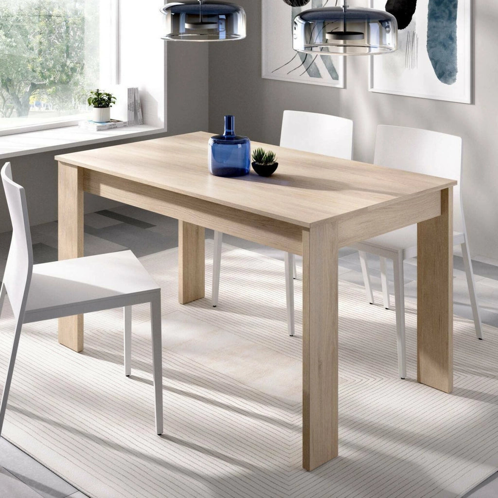 Tavolo fisso Alois, Tavolo da pranzo multiuso, Tavolo rettangolare da cucina o sala da pranzo, 139x81h77 cm, Rovere