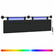 Testiera | Testata sospesa Con luce LED Nero Tessuto