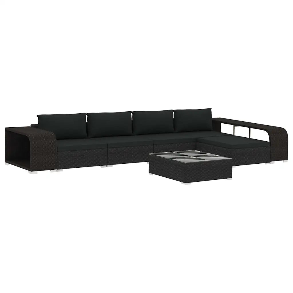 Set Divani da Giardino 8 pz con Cuscini in Polyrattan Nero 48314