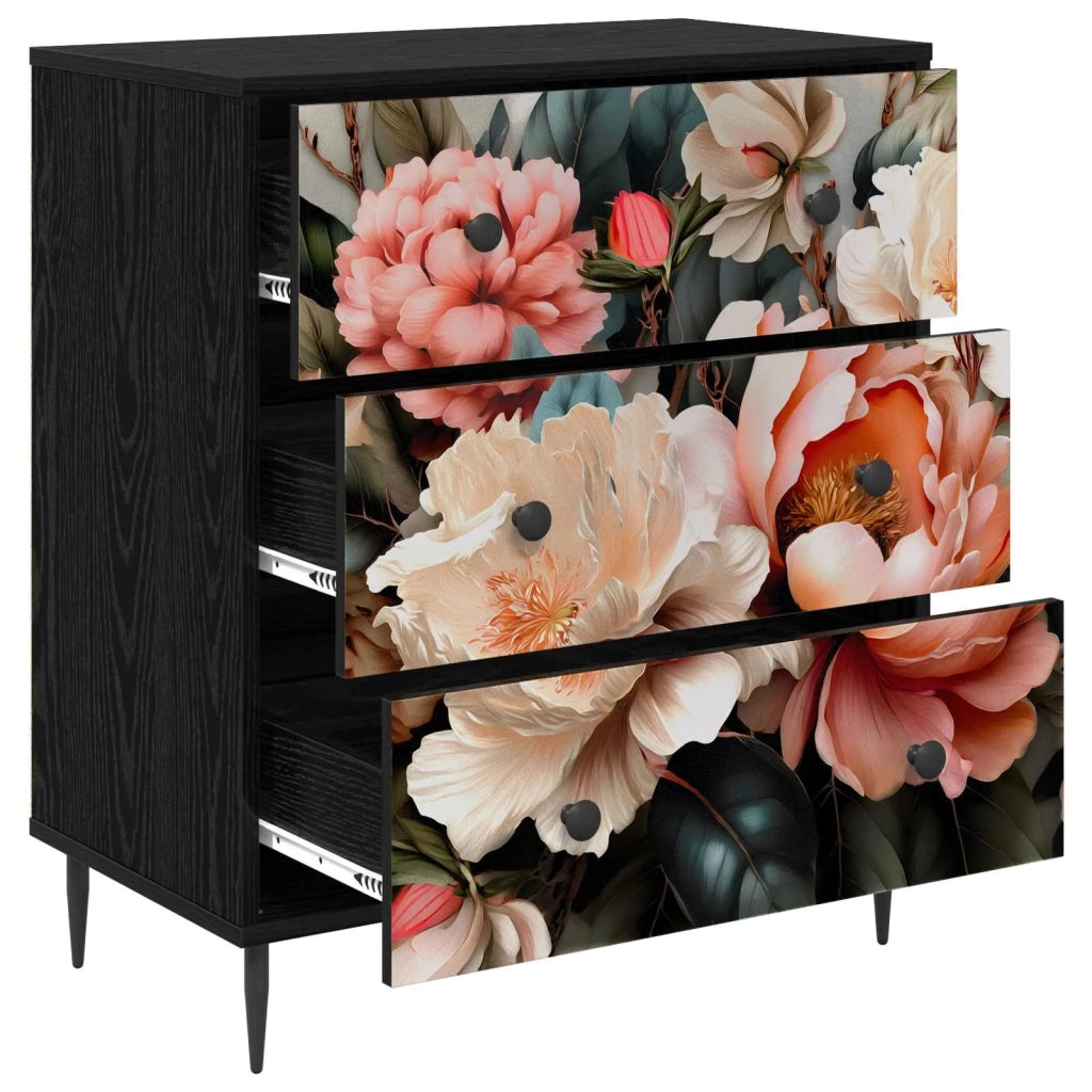 Cassettiera BORNE Stampa di peonia chiara 66 x 36,5 x 76 cm 8007376