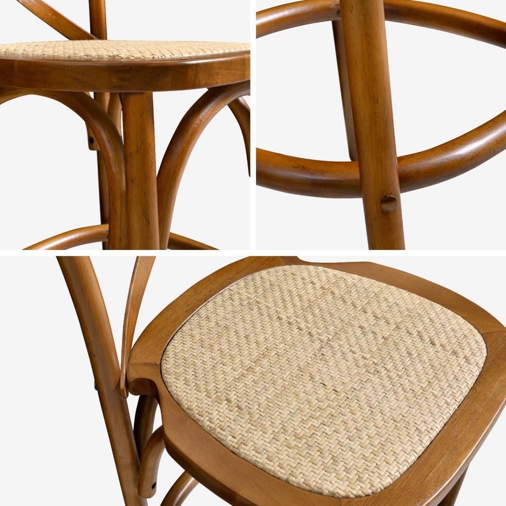 Sgabello da bar bistrot in legno vintage, noce