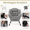 Poltrona Relax, Poltrona da Lettura con Cuscino, Elegante con Schienale e Seduta Imbottiti, Braccioli e Tasca di Stoccaggio, Portata 150 kg (Senza Pouf, Cashmere Grigio)