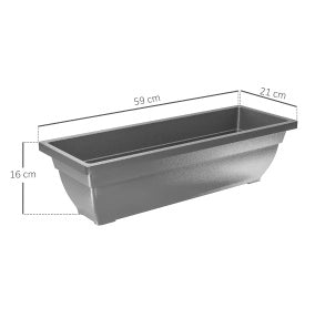 Set di 5 vasi da esterno impilabili grigi in plastica 59 x 21 x 16 cm