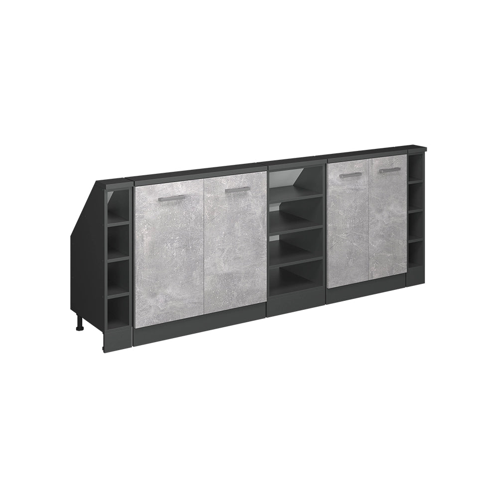 Set di mobili sottotetto Rion Calcestruzzo/Antracite Set di 5 Vicco