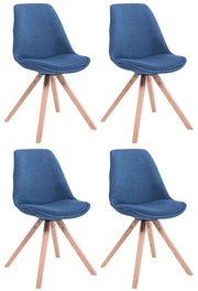 Set di 4 sedie per visitatori Toulouse Fabric Square blu,natura