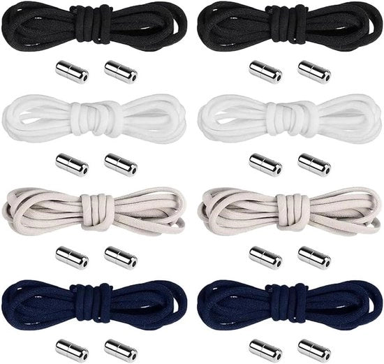 8 paia di cinture elastiche senza lacci 100 cm con spille metalliche - Multicolore Piccola