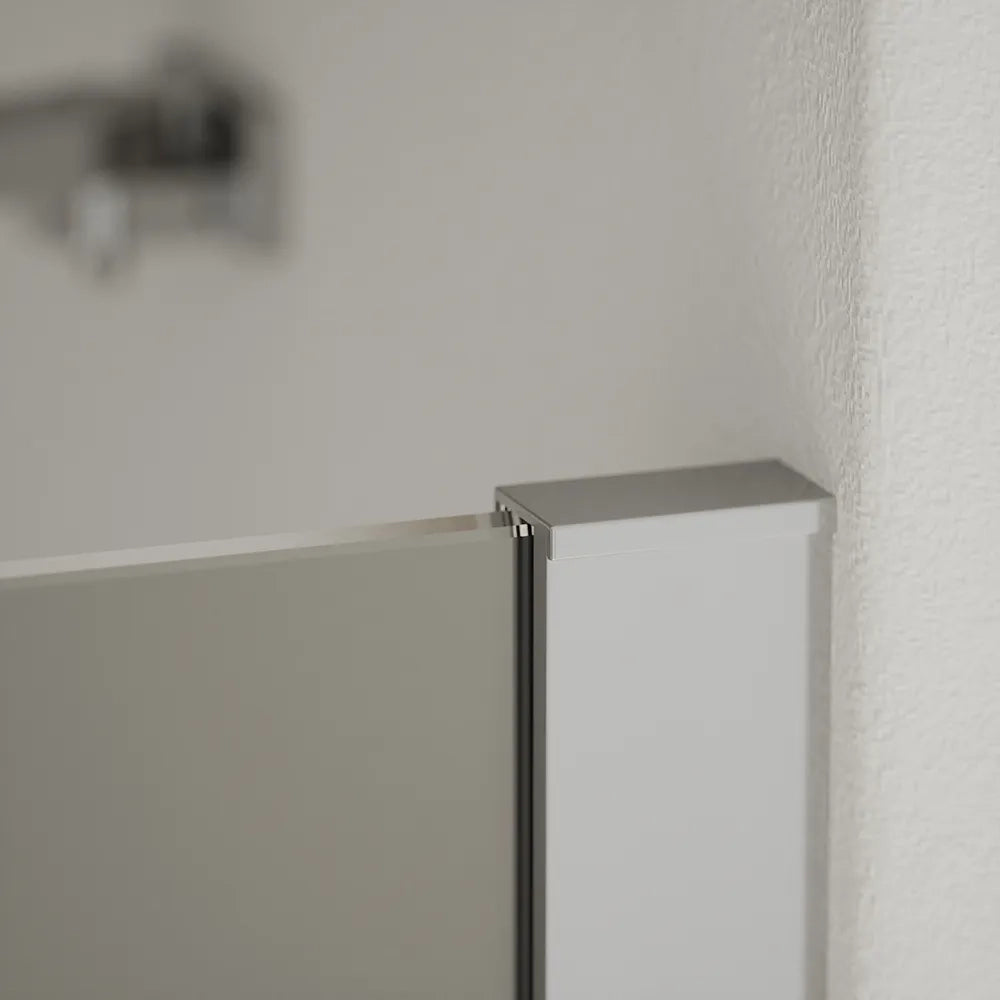 Porta doccia 151-155cm profili cromati apertura a battente e parete fissa vetro 8mm trasparente h195 | Fiji