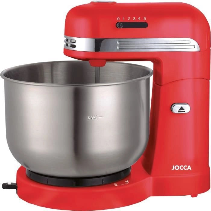 Robot da cucina JOCCA - Ciotola in acciaio inossidabile da 3,5 l - 5 velocità - Rosso e grigio
