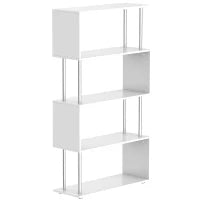 Libreria a 4 Ripiani Design Moderno in Legno e Metallo, Libreria Scaffale per Soggiorno, Studio, Ufficio, 80x30x145cm Bianca