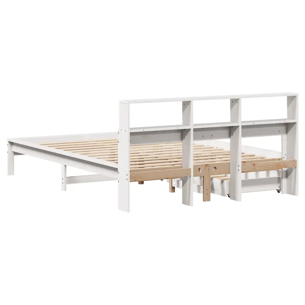 Letto Libreria senza Materasso Bianco 135x190 cm Legno di Pino 3309825