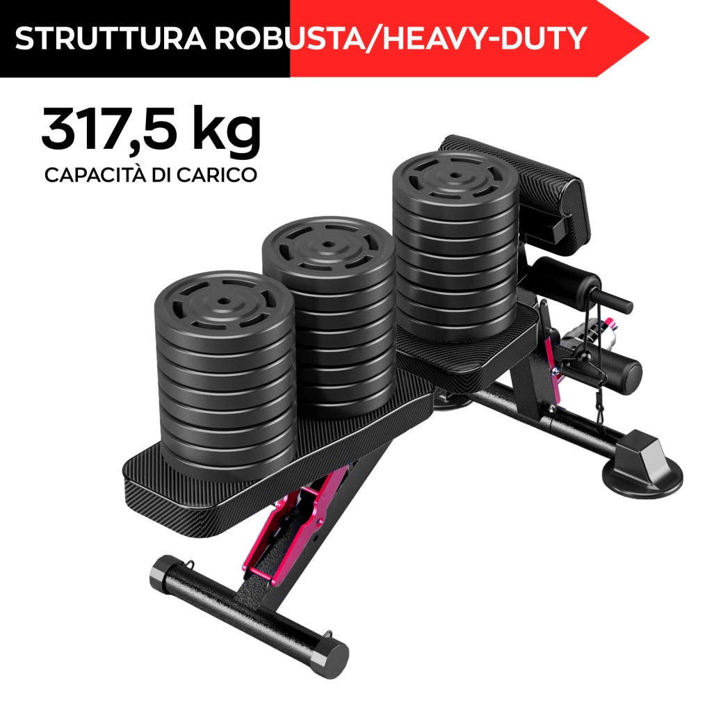 Kinetix - Panca da Fitness Multifunzione Pieghevole 62,5x89,2 cm Con Elastici Inclinabile in Acciaio Nero