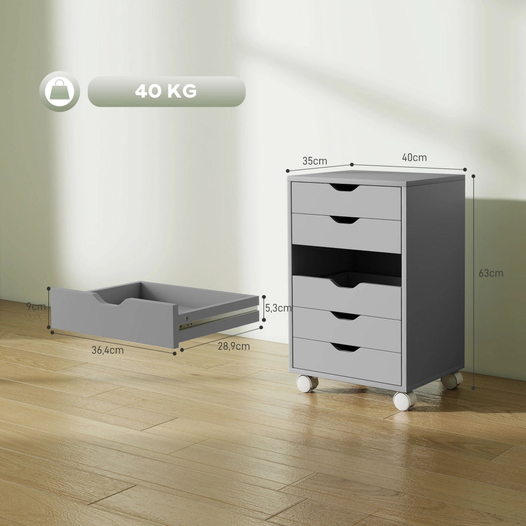 Scrivania con cassetti ¨C ZephMum ¨C Grigio 6 cassetti ruote