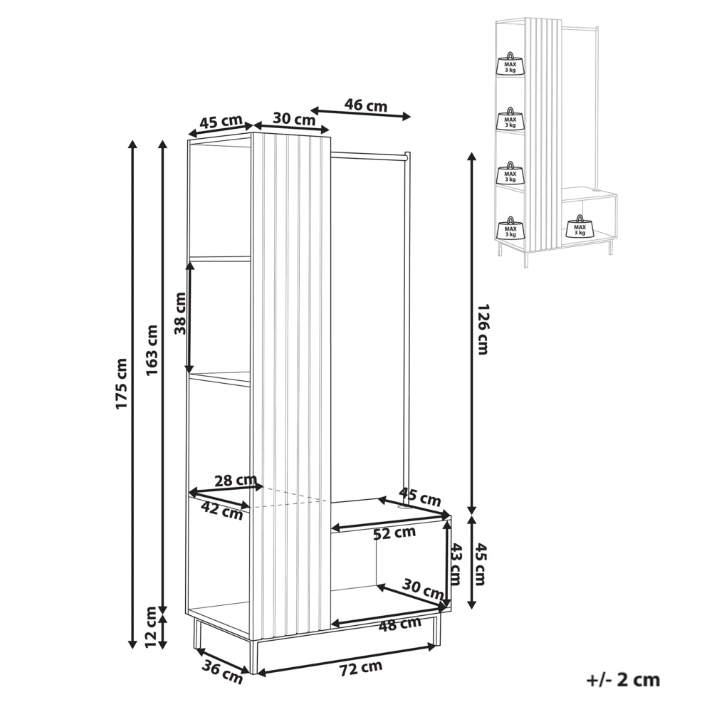 Armadio aperto 5 ripiani MDF Scaffale aperto per vestiti Marrone chiaro stile moderno