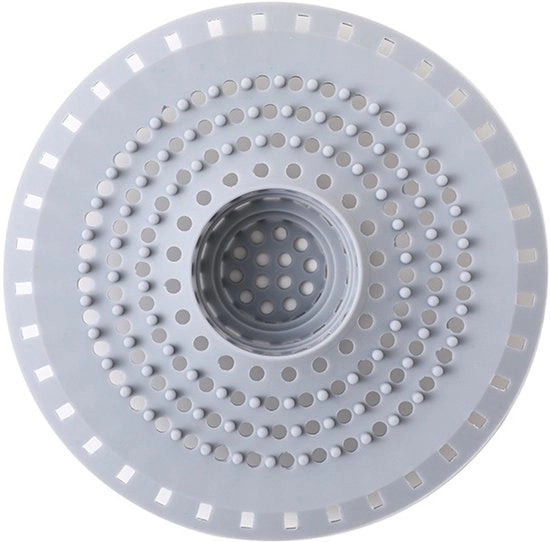 Set di 2 Filtro per Lavello in Silicone - Cattura Capelli per Doccia - Filtro per Lavello - Protettore di Scarico con Adesivi per Vasca e Cucina - Grigio