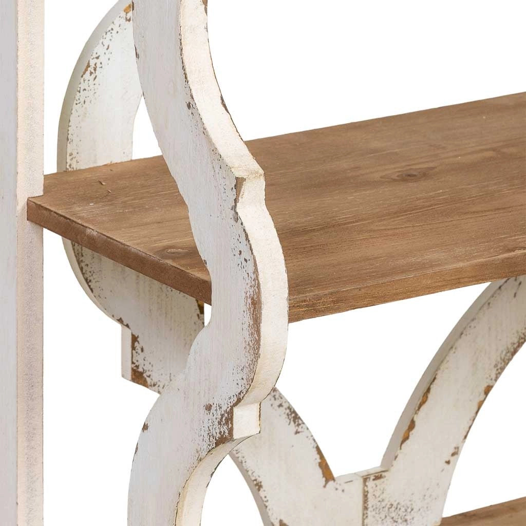 Scaffale in legno marrone e bianco con 3 ripiani 163x42x85h cm
