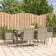Set da Pranzo da Giardino 7 pz con Cuscini in Polyrattan Grigio 3185020