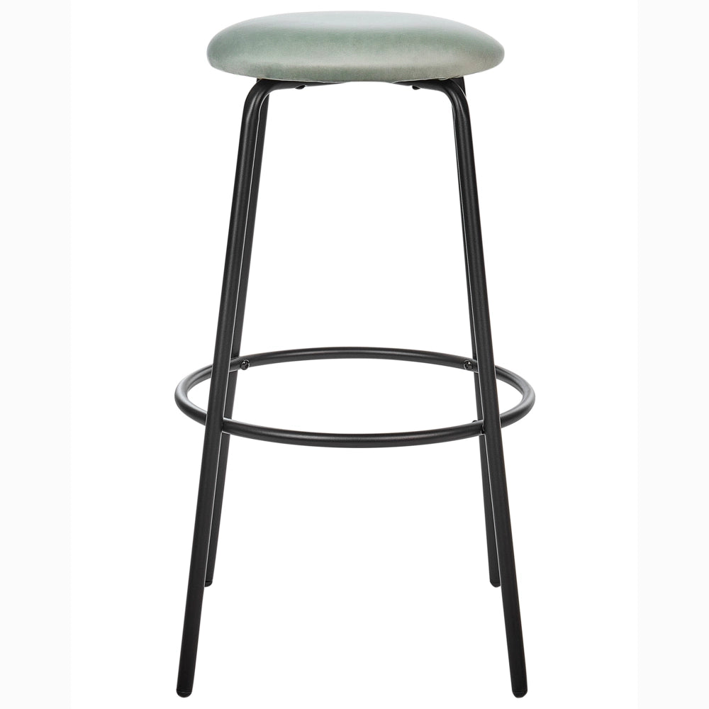 Set di 2 sgabelli da bar in velluto verde menta gambe in acciaio senza braccioli soggiorno salotto stile moderno
