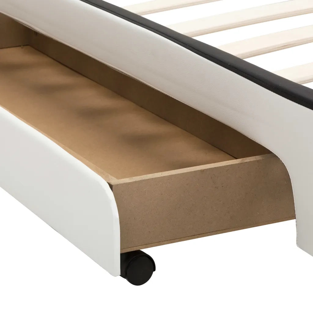 Giroletto con Cassetti Bianco in Similpelle 140x200 cm