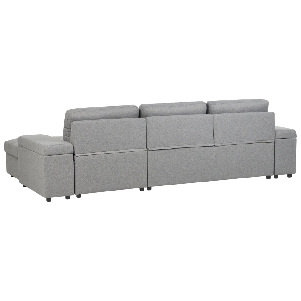 Divano letto angolare Grigio in tessuto imbottito Orientamento a sinistra con letto contenitore