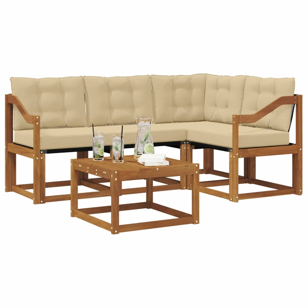 Set di divani da esterno con cuscino 5 pcs Naturale e Beige