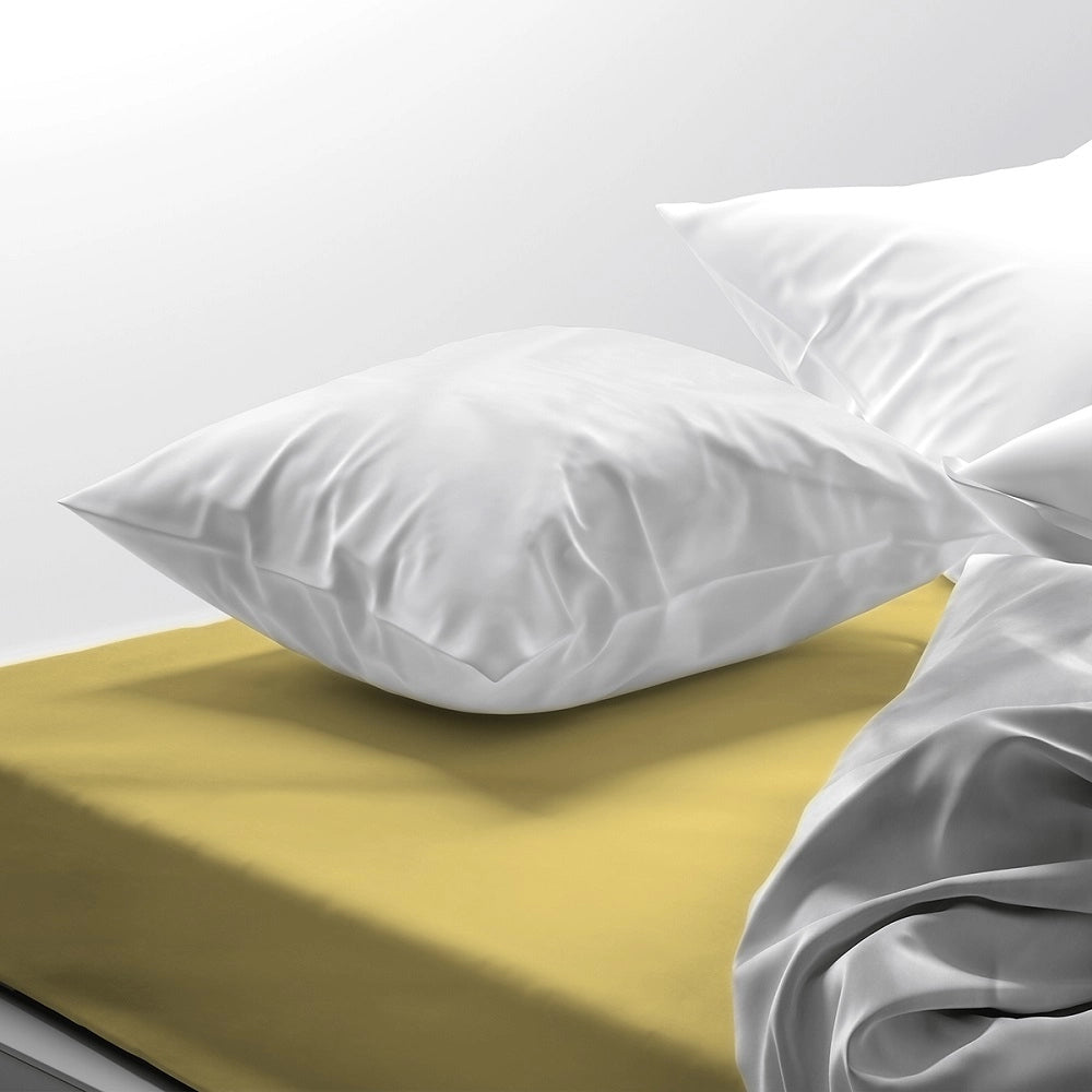 Lenzuolo letto sotto con angoli 100% puro cotone Made in Italy tinta unita Giallo - 1 Piazza e mezza