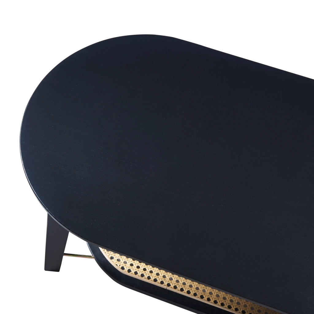 Tavolino Centrale da Salotto Taivalkoski Ovale - Nero / Beige [en.casa]